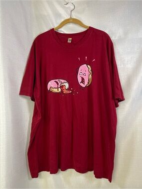 Shirt.Woot Graphic T-Shirt "Donut Panic!" Size 3X Color Cranberry